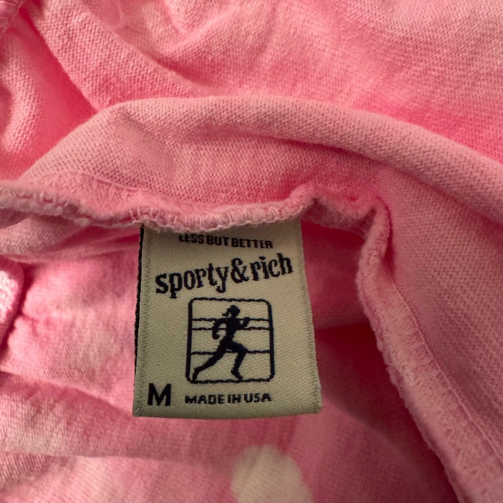 SPORTY & RICH Pink Tie Dye Cotton Jersey Shorts Size Medium - Picture 10 of 10